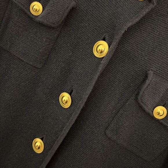 WORTH Navy Blue Wool Sweater Dress with Gold Buttons - Size Small - Picture 8 of 12